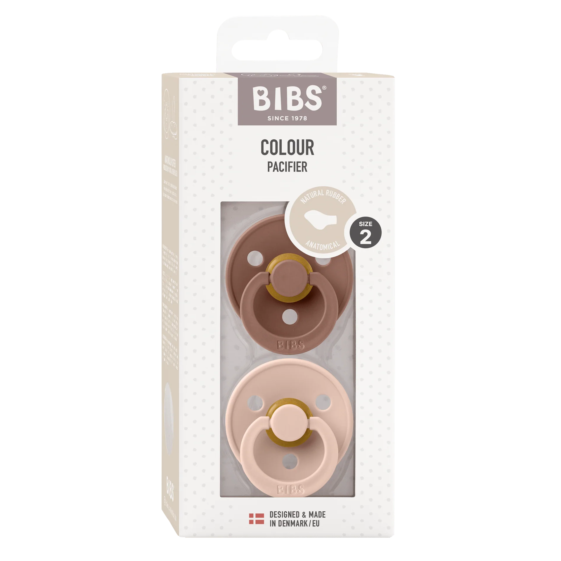 Size 1 - Pacifier Natural Rubber 2 PK Anatomical Nipple - Colour