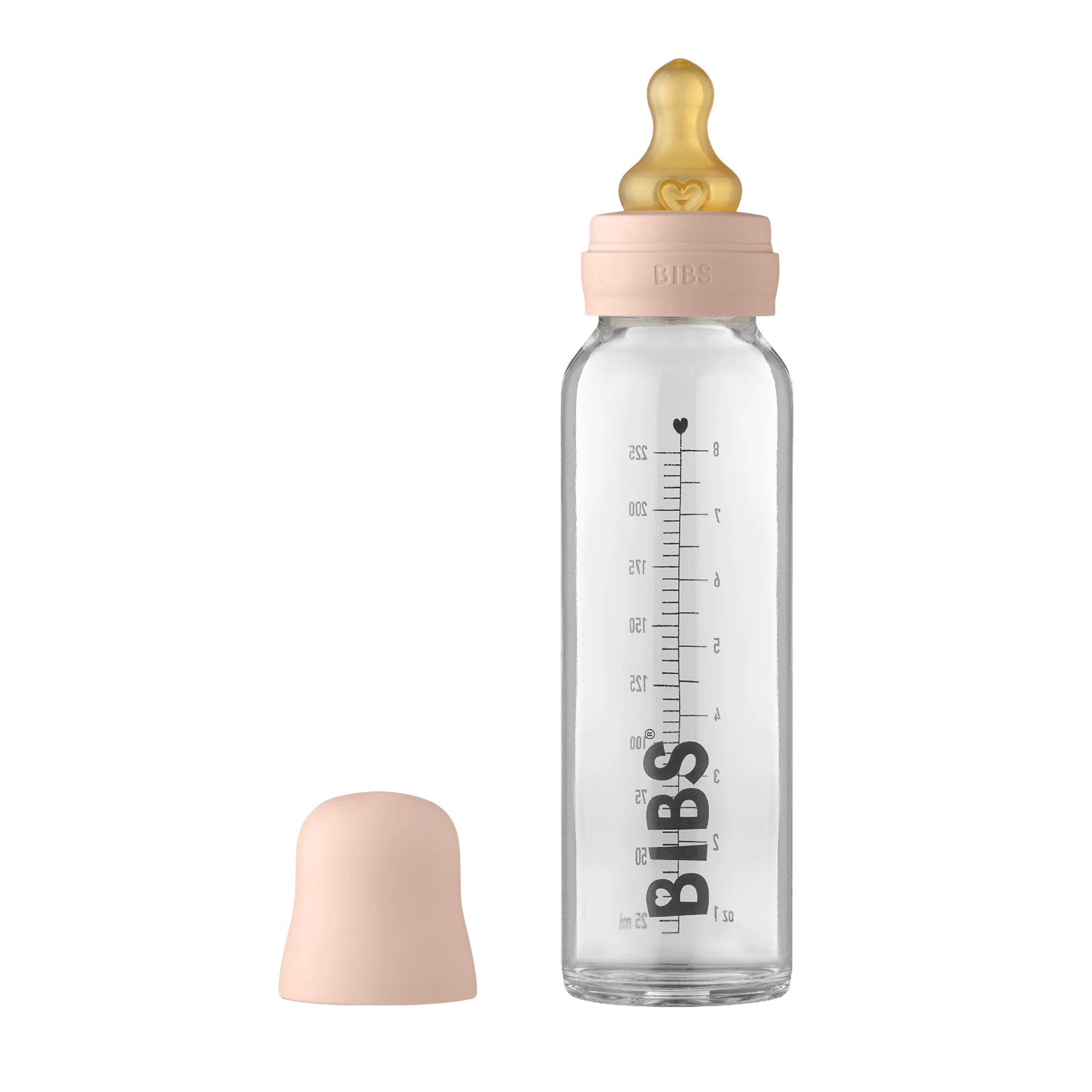BIBS Baby Glass Bottle Complete Set Latex 225ml Blush