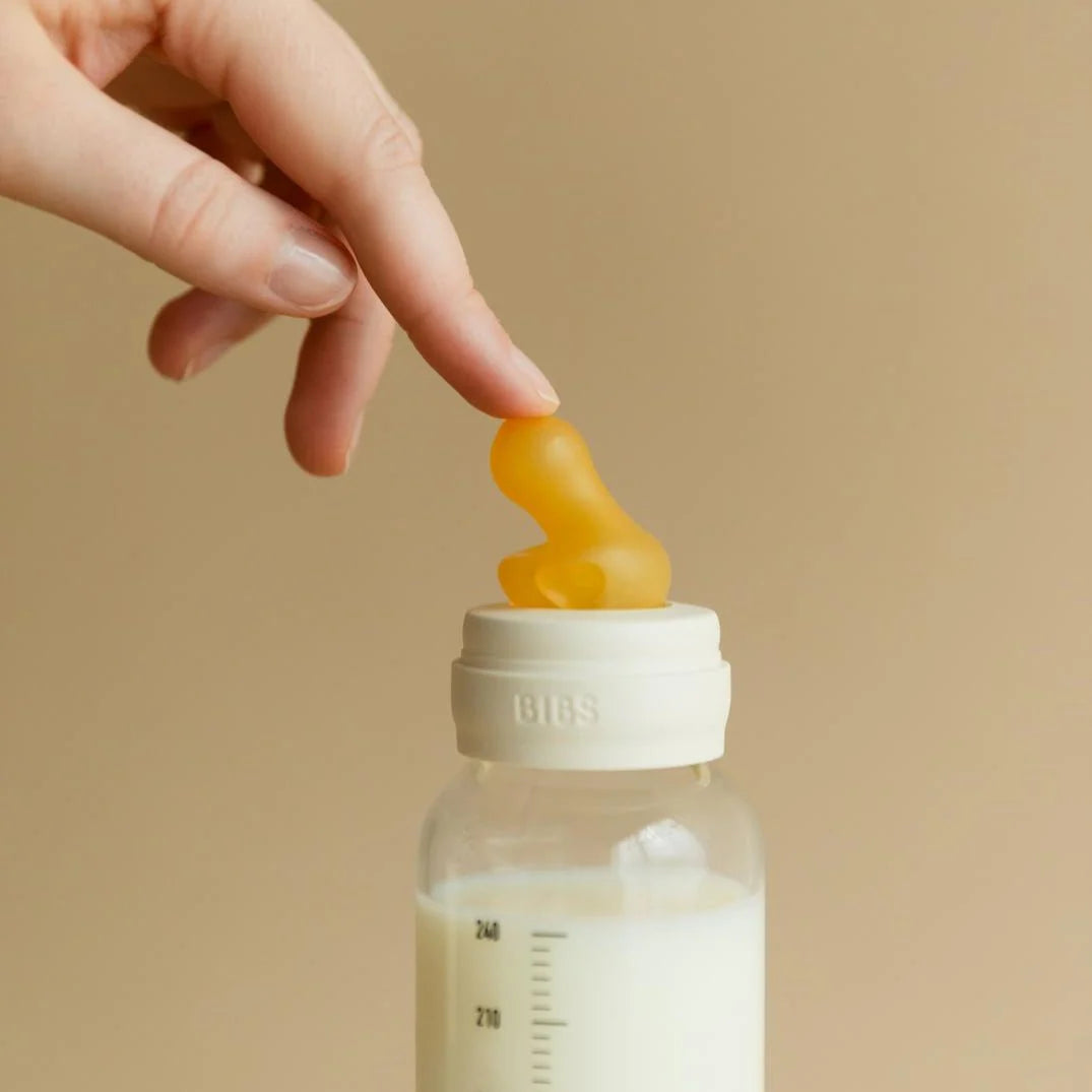 BIBS Glass Baby Bottle Round Latex 1 pack 240 ml Medium Flow Sage