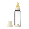 BIBS Glass Baby Bottle Round Latex 1 pack 240 ml Medium Flow Ivory