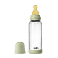 BIBS Glass Baby Bottle Round Latex 1 pack 240 ml Medium Flow Sage