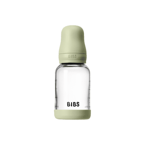 BIBS Glass Baby Bottle Round Latex 1 pack 120 ml Slow Flow Sage