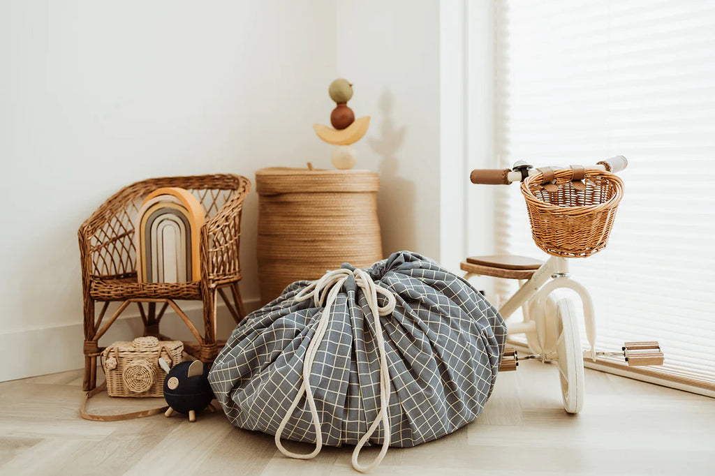 Carpet & Storage Bag - Blue Grid