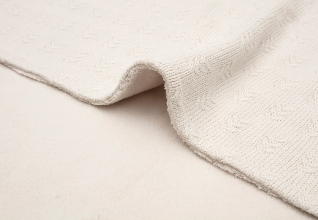 Cot Blanket Grain Knit Oatmeal/Velvet 100x150cm