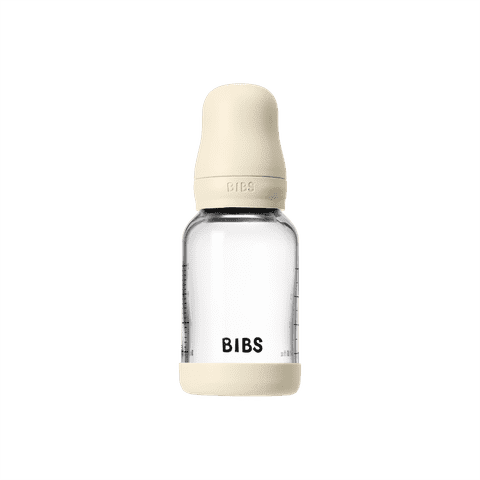 BIBS Glass Baby Bottle Round Latex 1 pack 120 ml Slow Flow Ivory