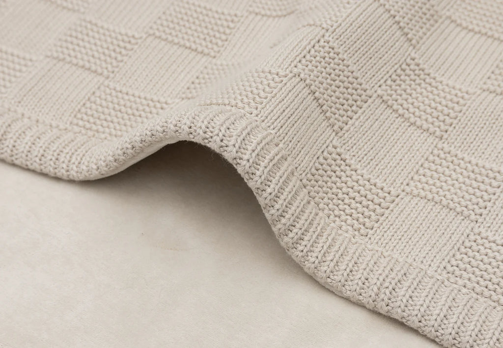 Cradle Blanket Box Knit Warm Sand/Velvet 75x100cm