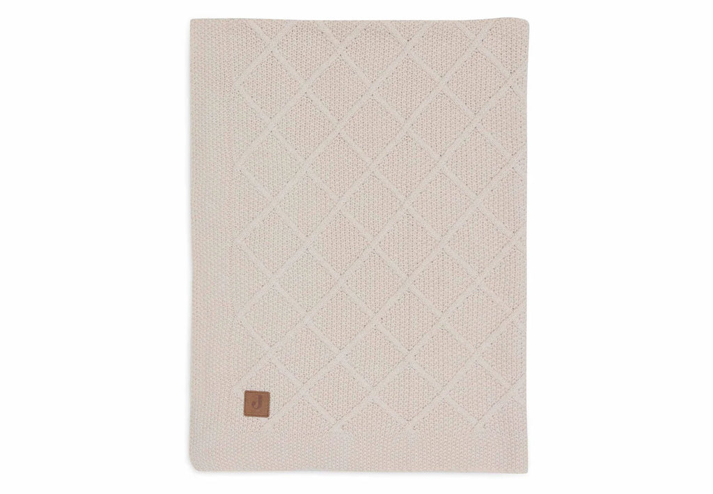 Cradle Blanket Check Knit Oatmeal 75x100cm