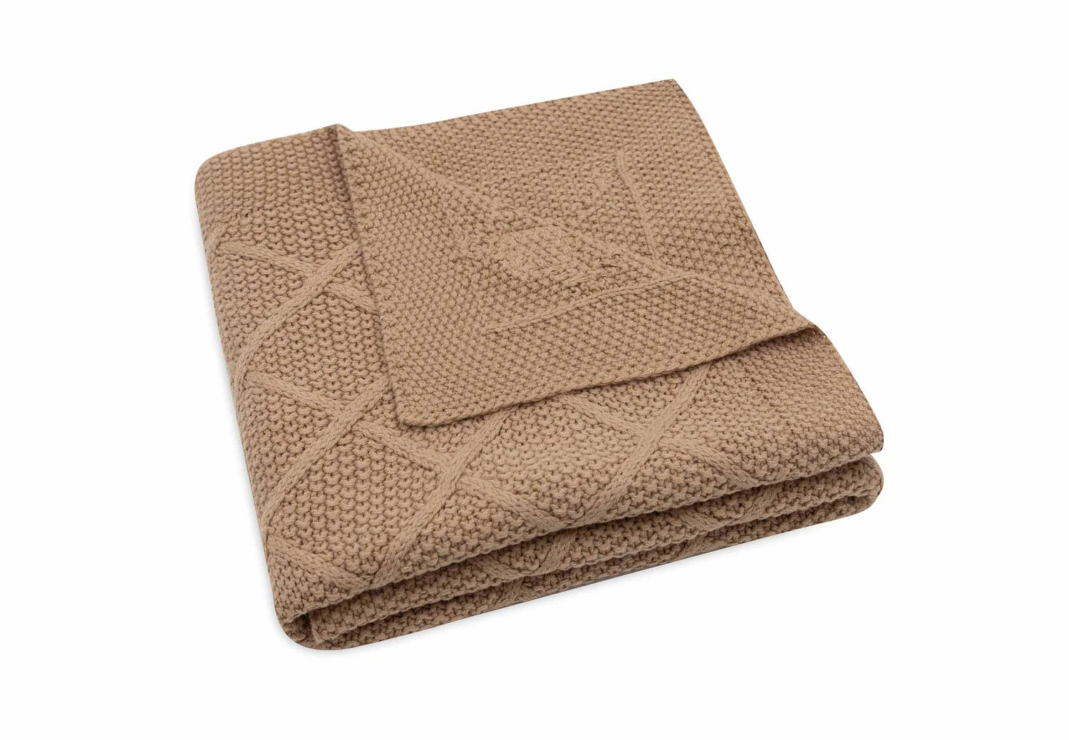 Cradle Blanket Check Knit Biscuit 75x100cm