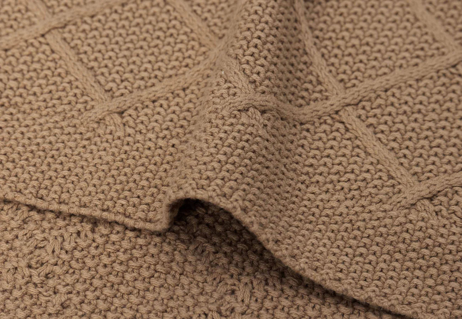 Cradle Blanket Check Knit Biscuit 75x100cm