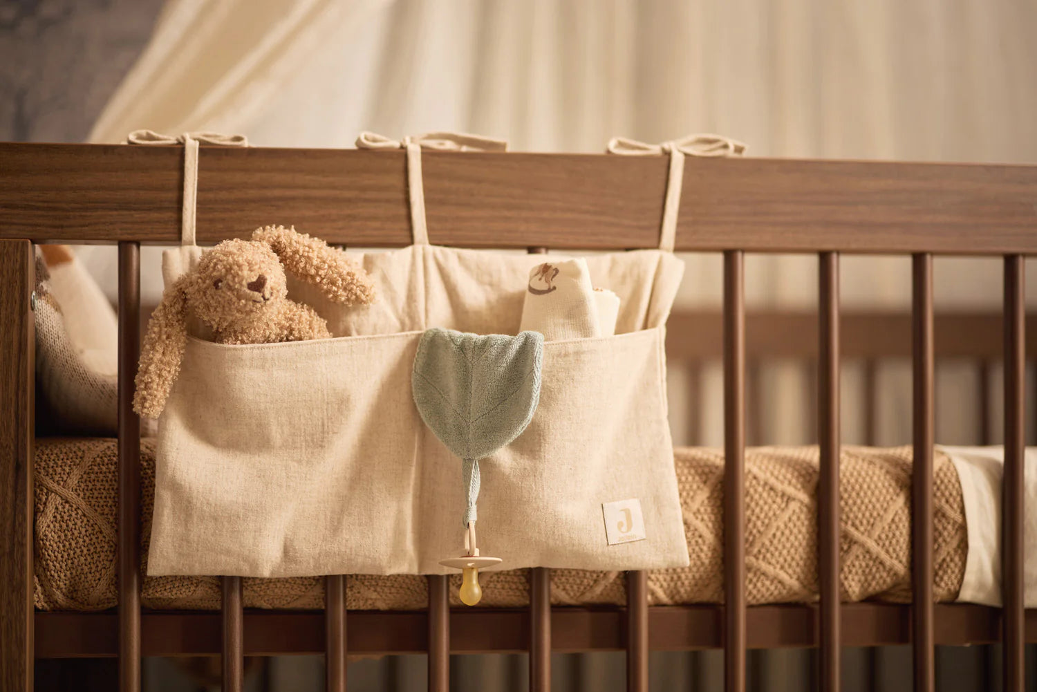 Cradle Blanket Check Knit Biscuit 75x100cm