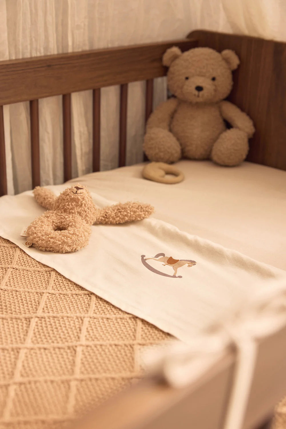 Cradle Blanket Check Knit Biscuit 75x100cm