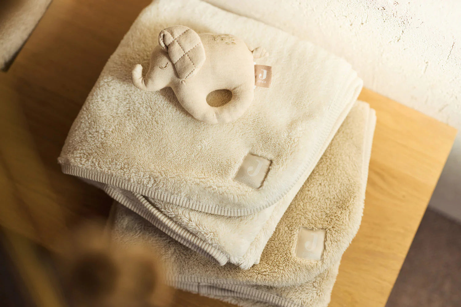 Cradle Blanket Basic Jersey/Sherpa Warm Sand 75x100cm