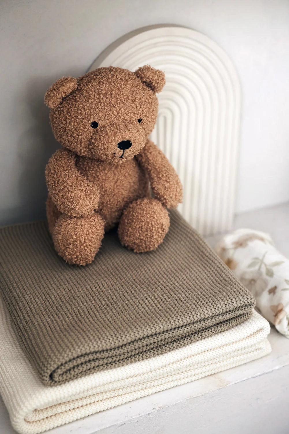 Cradle Blanket Basic Knit Olive Green 75x100cm