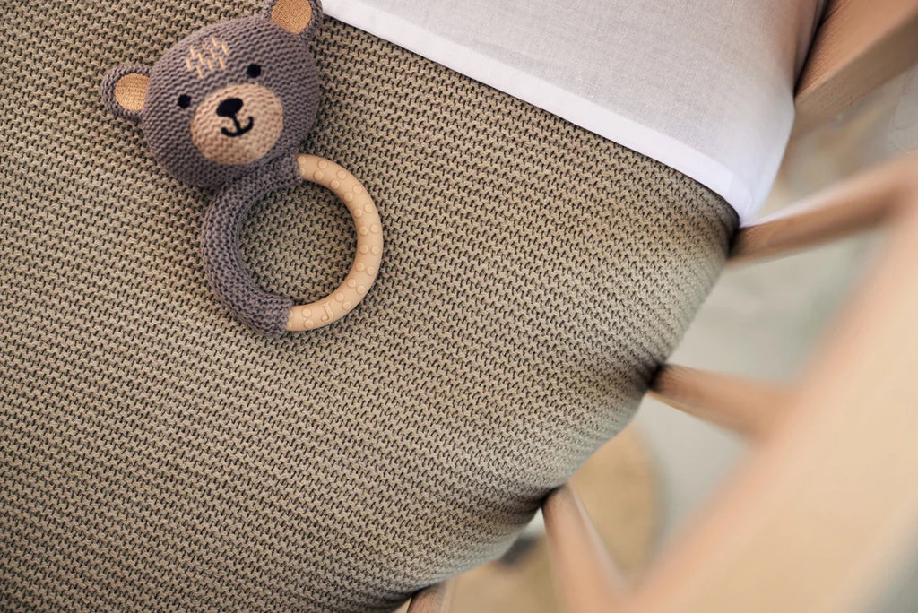 Cradle Blanket Basic Knit Olive Green 75x100cm