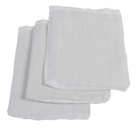 Washcloth Muslin White (3 Pack)